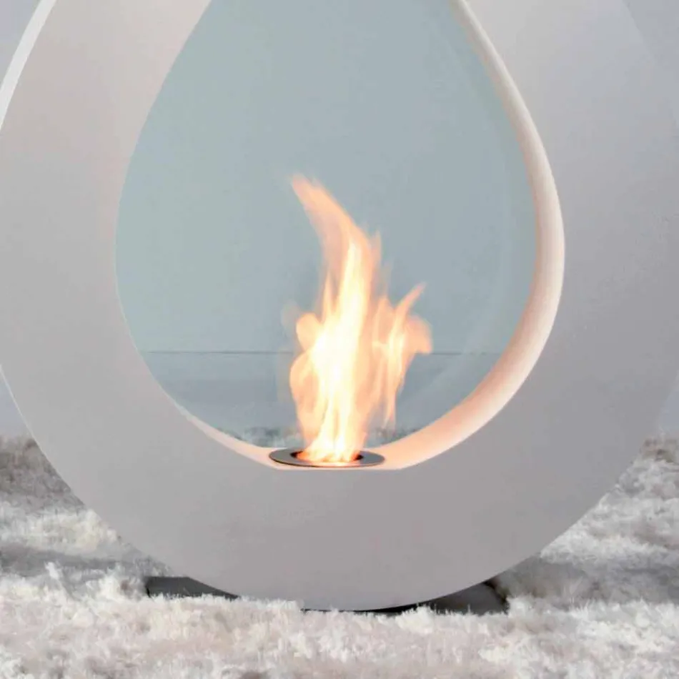 Biocamino fra bioethanol jord, flamme moderne design i form Todd Viadurini