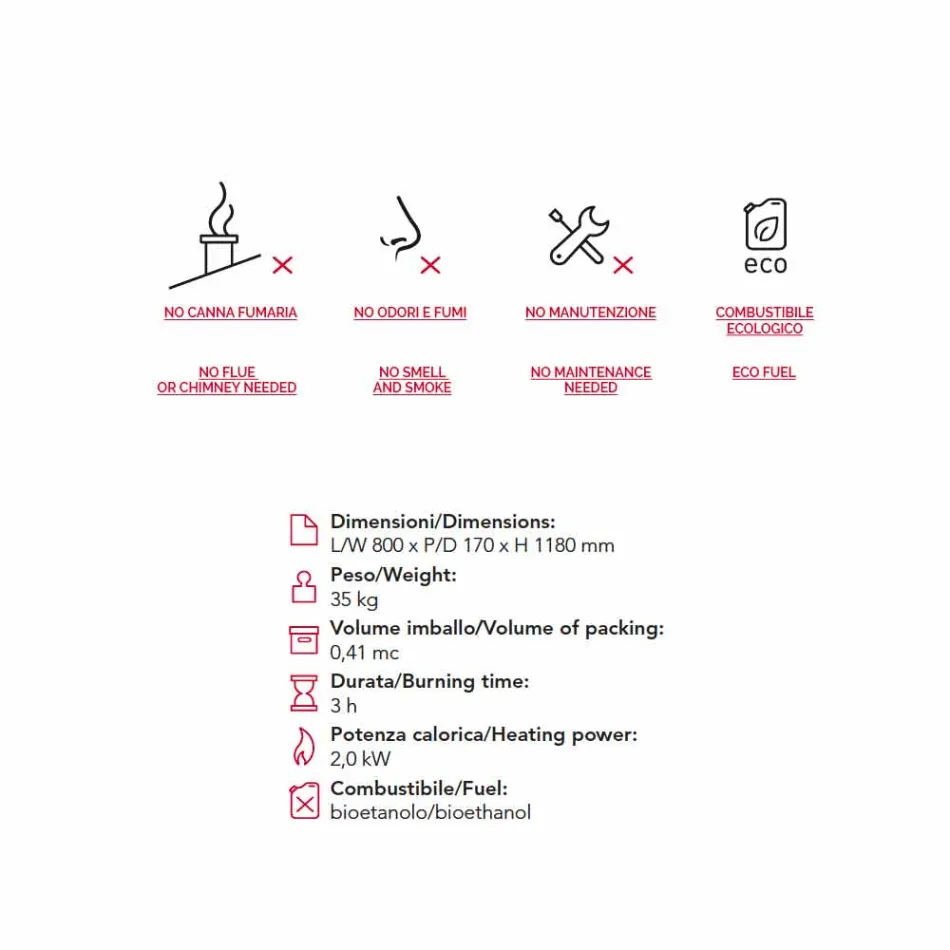 Biocamino fra bioethanol jord, flamme moderne design i form Todd Viadurini