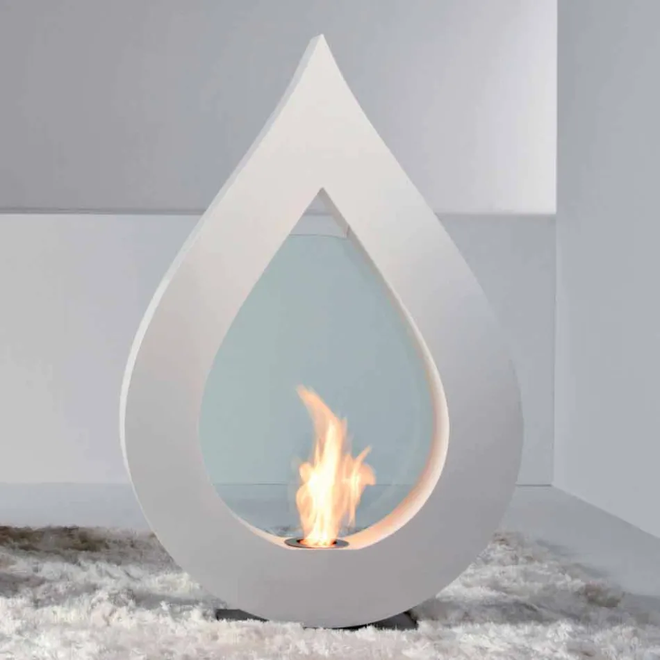 Biocamino fra bioethanol jord, flamme moderne design i form Todd Viadurini