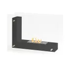 Gulv biopejs med dobbeltsidet struktur i glas og sort metal - Squillo Viadurini