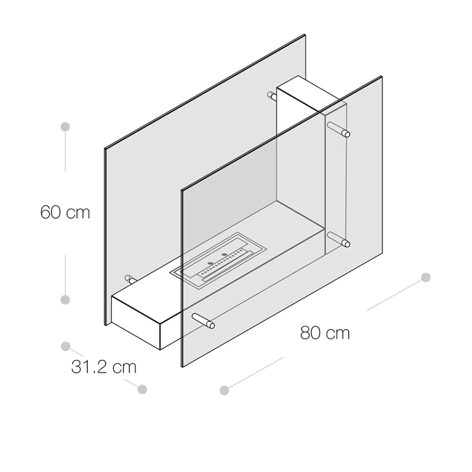 Gulv biopejs med dobbeltsidet struktur i glas og metal - Planeto Viadurini