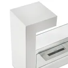 Floor Bio Pejs i hvidmalet metal og hærdet glas - Pelide Viadurini