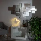 Floor Bio Pejs i hvidmalet metal og hærdet glas - Pelide Viadurini