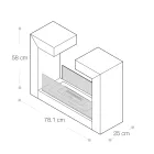 Floor Bio Pejs i hvidmalet metal og hærdet glas - Pelide Viadurini