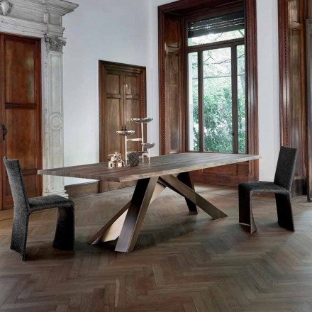 Bonaldo Big Table massivt træbord naturlige kanter lavet i Italien Viadurini