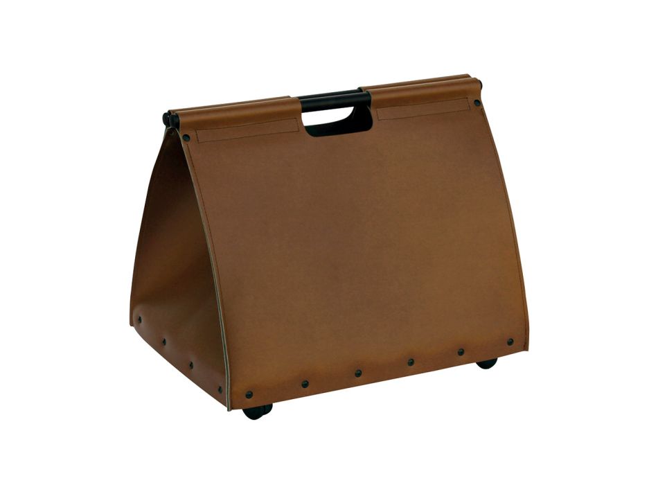 Øko-læder brændepose med hjul Made in Italy - Snegl Viadurini