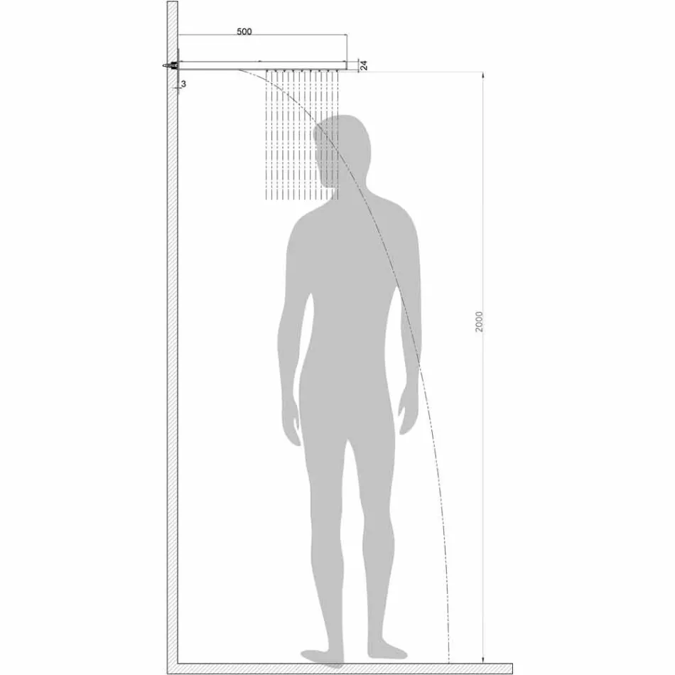 Bossini Manhattan brusehoved i rustfrit stål med to dyser Viadurini