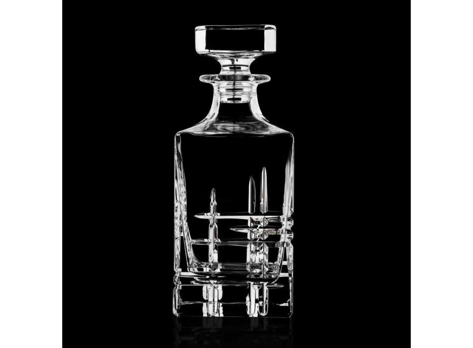 Flaske og briller til luksus whisky i økologisk krystal 6 stykker - arytmi Viadurini