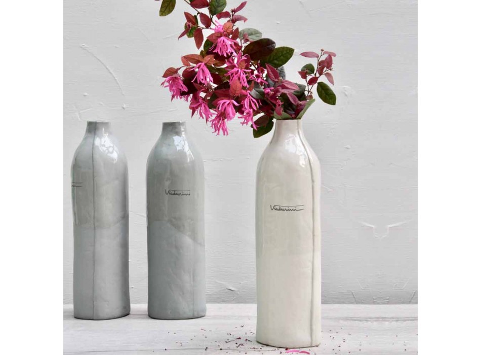 Luksus design hvide og grå porcelænsflasker 2 unikke stykker - Arcivero Viadurini