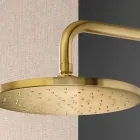 Brusearm med rundt anti-kalk-brusehoved i AISI 316L stål - Artigli Viadurini