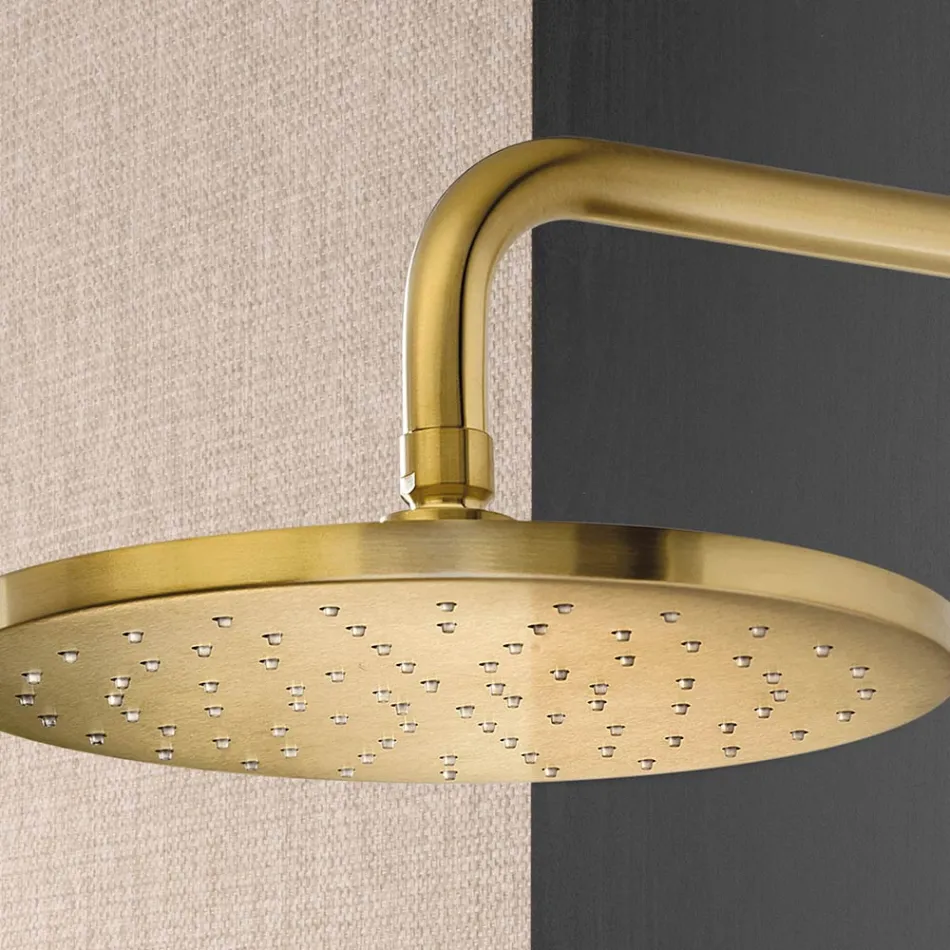 Brusearm med rundt anti-kalk-brusehoved i AISI 316L stål - Artigli Viadurini