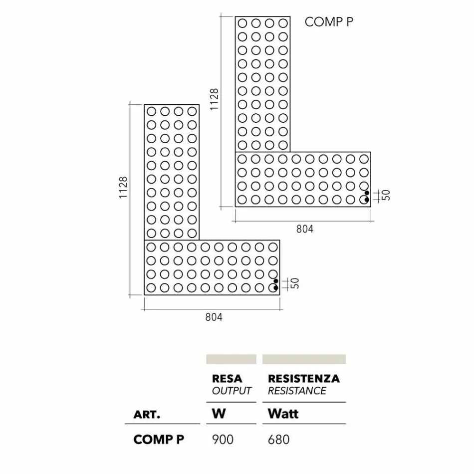 Brick radiator hydraulisk lego lavet i Italien af ​​Scirocco H Viadurini