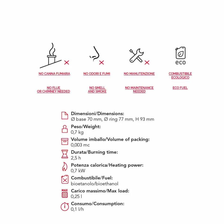 rundbrænder Bioethanol forsænket manuel Griff 4 Viadurini