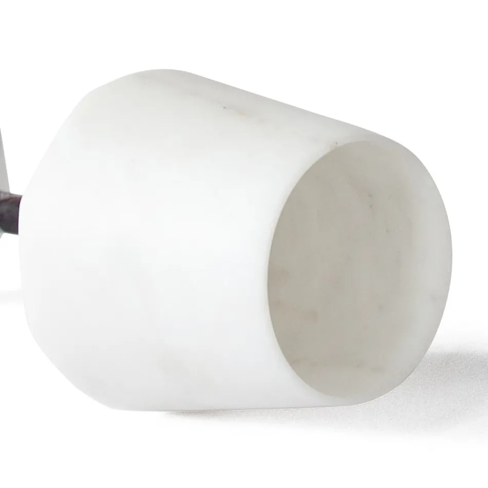 Vinglas i satin hvid Carrara marmor og rød Levanto - Caglio Viadurini