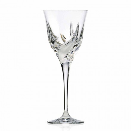 Kvalitet krystalrødvinsglas med dekorationer på 12 stykker - advent Viadurini