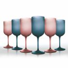 Farvede vinglas i frostet glas med iseffekt 12 stykker - Norvegio Viadurini