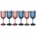 Farvede vinglas i frostet glas med iseffekt 12 stykker - Norvegio