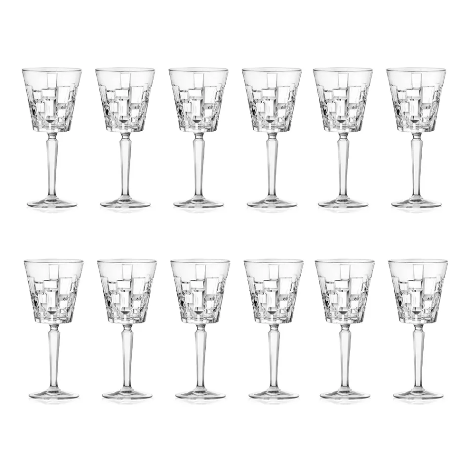 Luksus dekoreret Eco Crystal vin eller vand glas 12 dele - Catania Viadurini