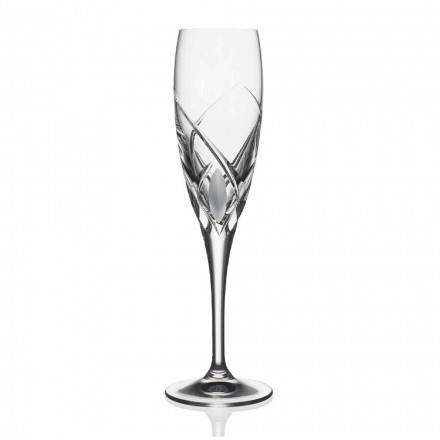 Fløjtebriller til champagnedesign i økologisk krystal 12 stykker - Montecristo Viadurini