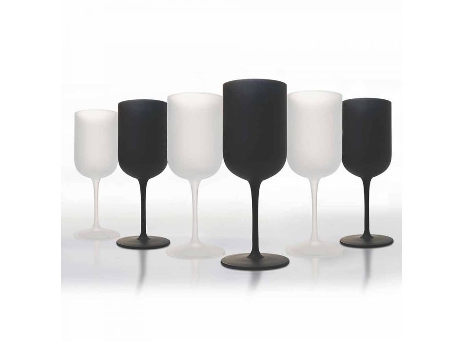 Bægre i frostet glas Hvid- og sortvinsservice 12 stykker - Norvegiomasai Viadurini