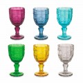 Farvede vinbegre i glas med Arabescato-dekoration, 12-delt service - skrue