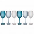 Farvede vinglas i frostet glas med iseffekt, 12 stykker - efterår