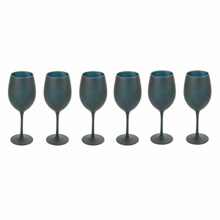 Røde eller hvide vinkopper i sort glas Fuld service 12 stykker - Oronero Viadurini