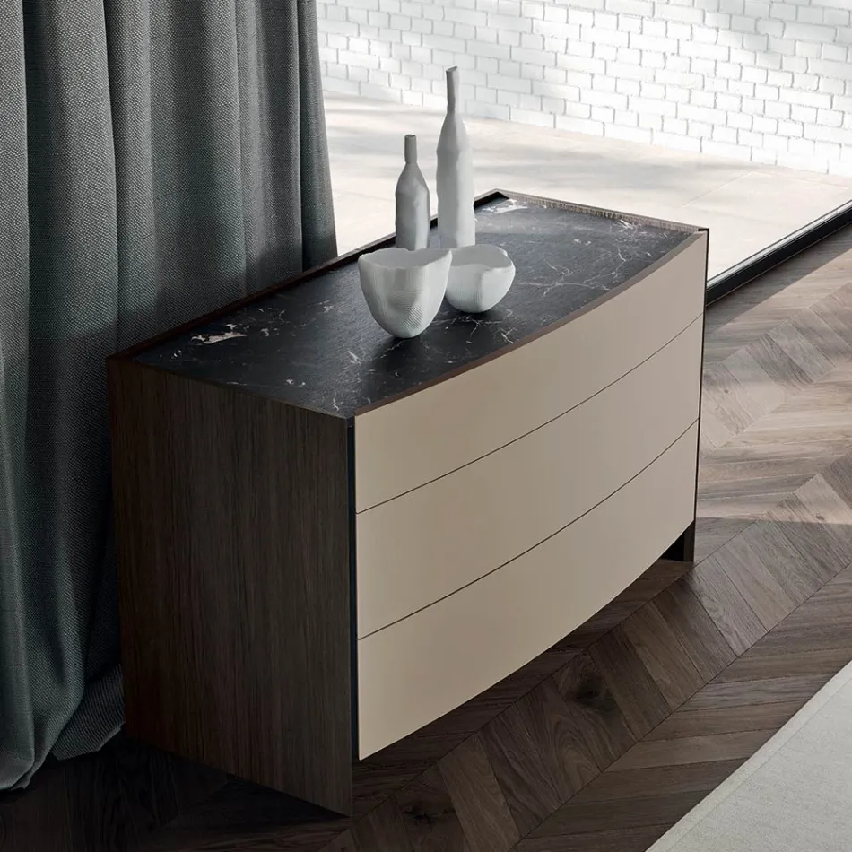 Moderne soveværelse med 4 elementer lavet i Italien - Calimero Viadurini