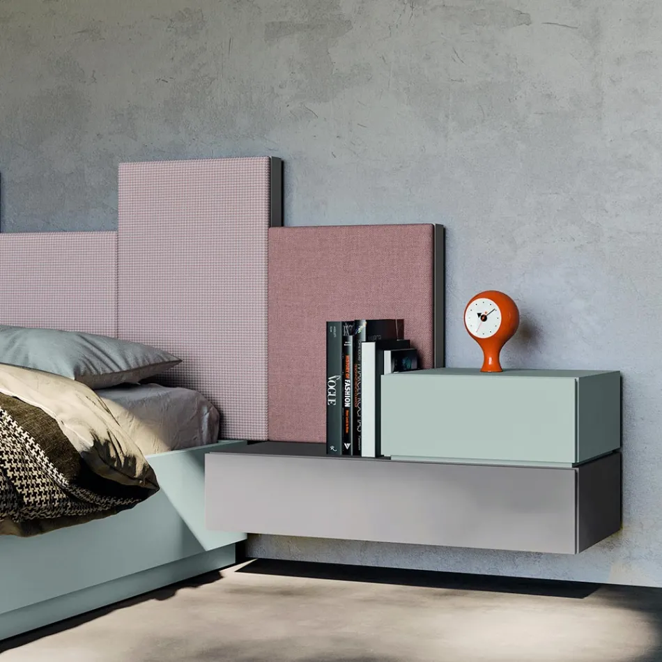 Komplet soveværelse med 5 elementer fremstillet i Italien Høj kvalitet - kvarts Viadurini