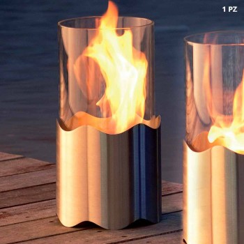 Bioethanol pejs med rustfrit stål bord og glas Leon, fremstillet i Italien