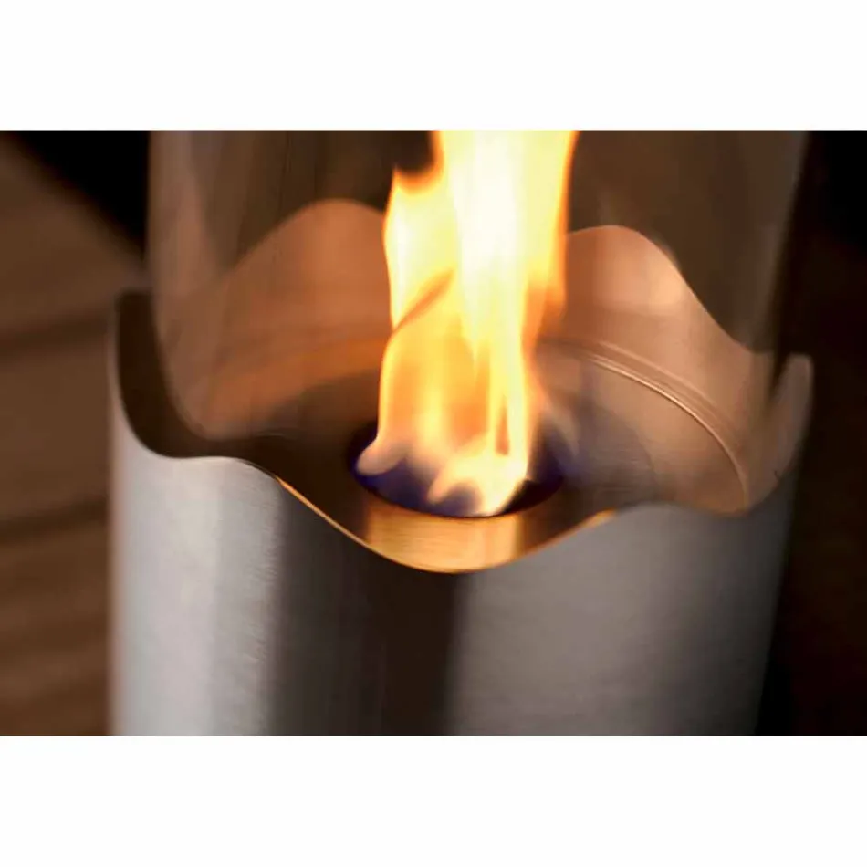 Bioethanol pejs med rustfrit stål bord og glas Leon, fremstillet i Italien Viadurini