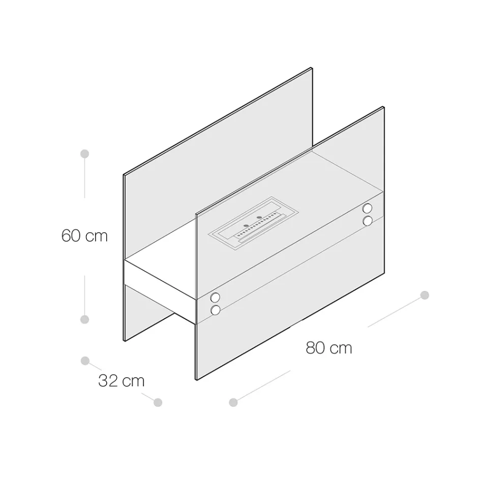 Bioethanol Gulvpejs i hvidmetal og hærdet glas - Timon Viadurini