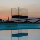 Bioethanol Gulvpejs i sort metal og hærdet glas - Violante Viadurini