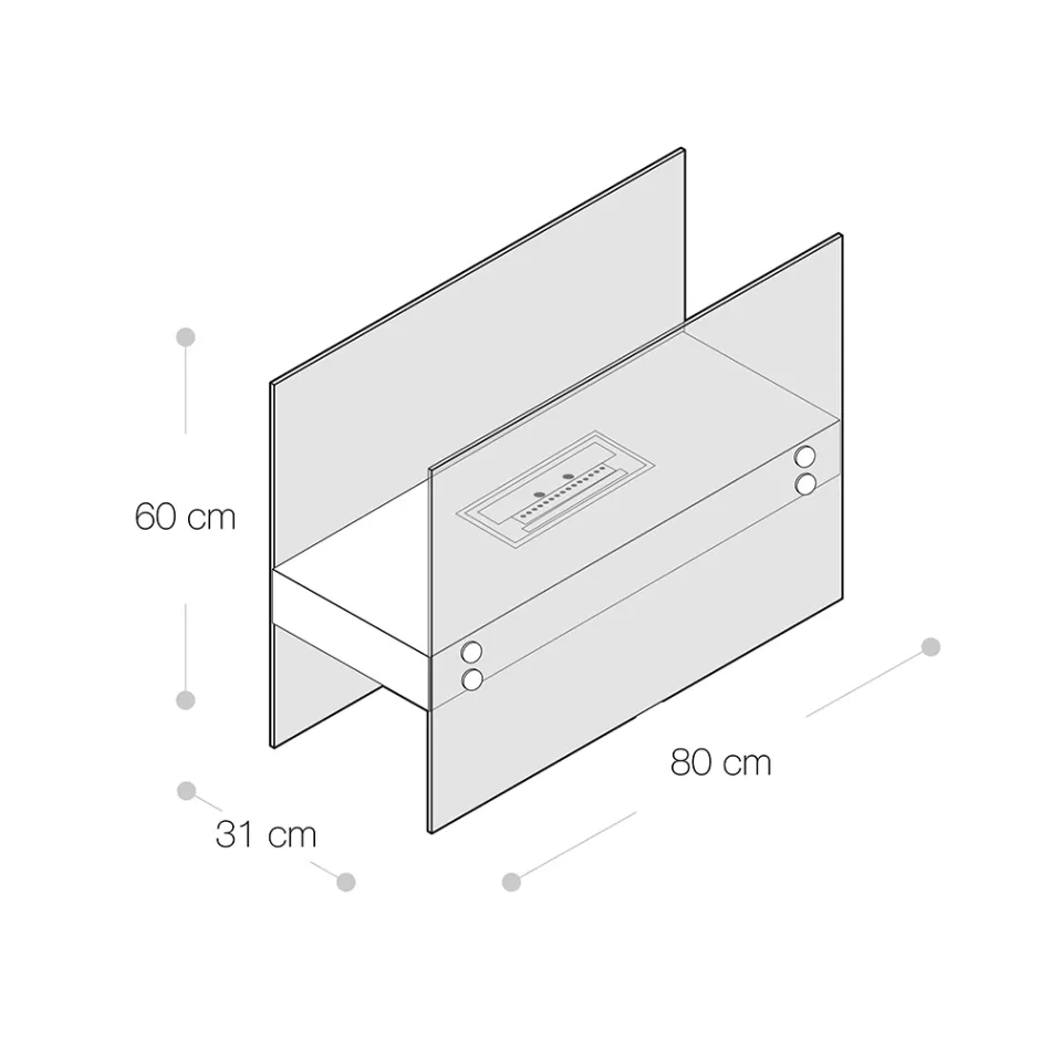 Bioethanol Gulvpejs i sort metal og hærdet glas - Violante Viadurini
