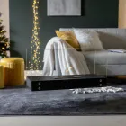 Bioethanol Gulvpejs i sort metal og hærdet glas - Violante Viadurini