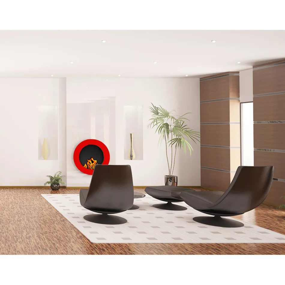 Rund designvæg Bioethanol Pejs i malet stål - Trenton Viadurini