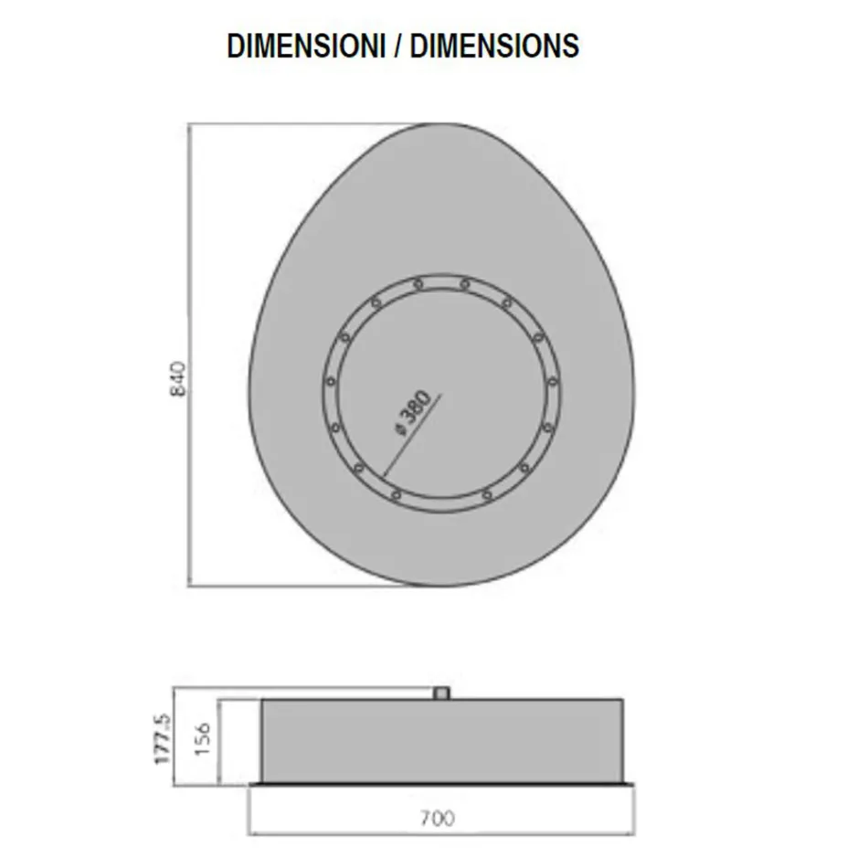 Væg Bioethanol Pejs i ovalt design malet stål - Guiscard Viadurini