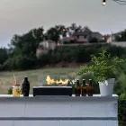 Bord Bioethanol Pejs i hærdet glas og sort metal - Fiandre Viadurini