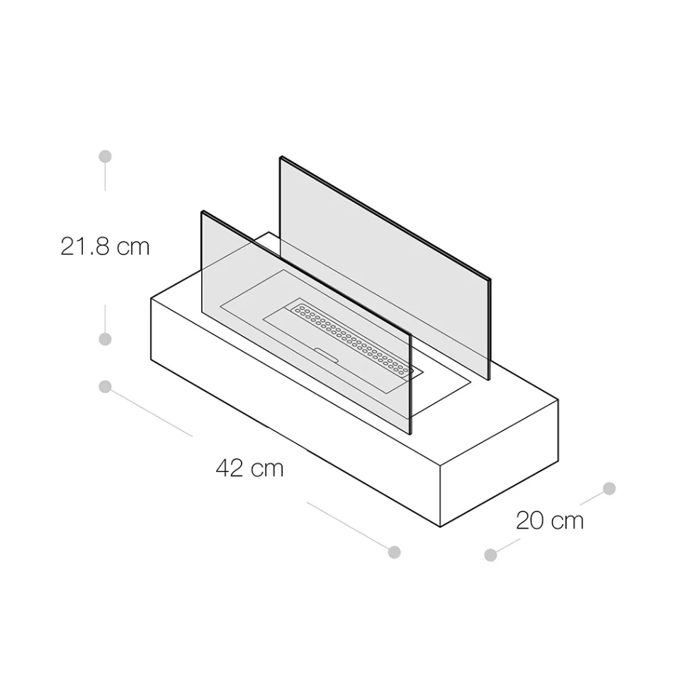 Bord Bioethanol Pejs i hærdet glas og sort metal - Fiandre Viadurini