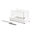 Bordplade Bioethanol Pejs i hærdet glas og metal - Sølv Viadurini