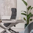 Bordplade Bioethanol Pejs i hærdet glas og metal - Sølv Viadurini