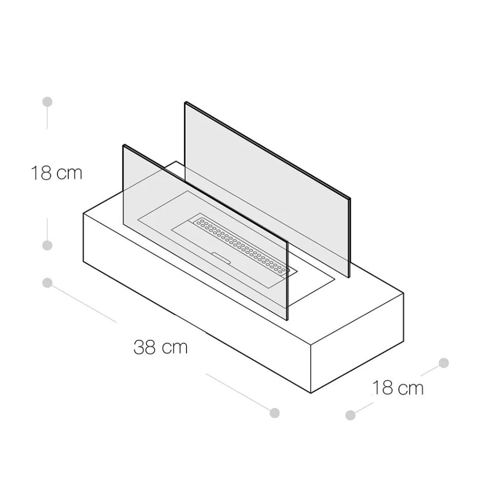 Bordplade Bioethanol Pejs i hærdet glas og metal - Sølv Viadurini
