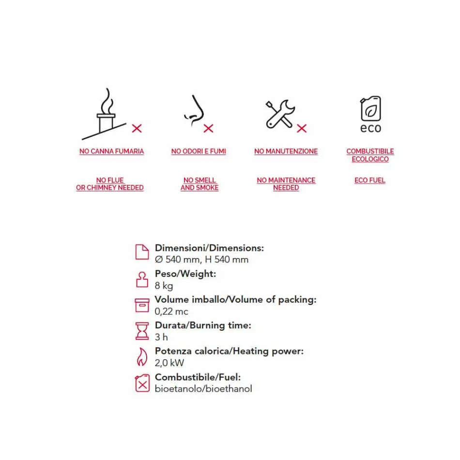 Pejs Bioethanol bord / jord stål formet som en kugle Henry Viadurini