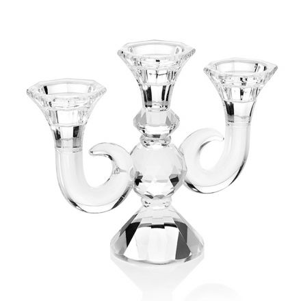 3 -Flame Crystal Candelabra Luxury Design Made in Italy - Genoveffa Viadurini