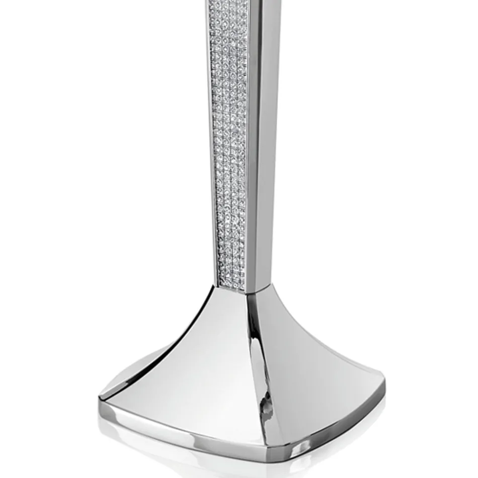 Luksus 3 -rækket lysekrone i sølvmetal med glitter - Sbrillo Viadurini