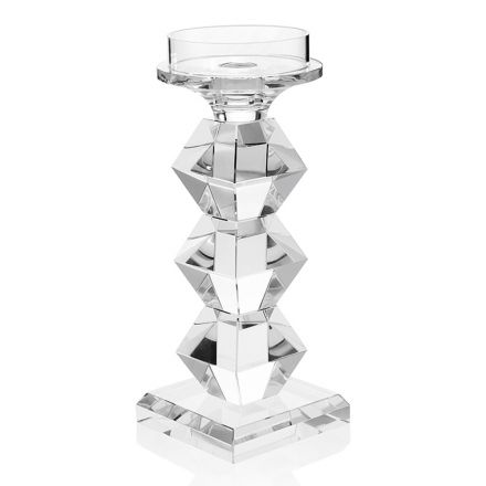 Italiensk luksus krystal lysestage geometrisk design 2 højder - Renzo Viadurini