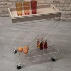 Trolley 2 hylder i gennemsigtig akryl krystal med bakke - Zazza Viadurini