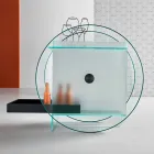 Barvogn i ekstra klart glas med hjul og udtrækkelig bakke - Pigolo Viadurini