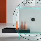 Barvogn i ekstra klart glas med hjul og udtrækkelig bakke - Pigolo Viadurini