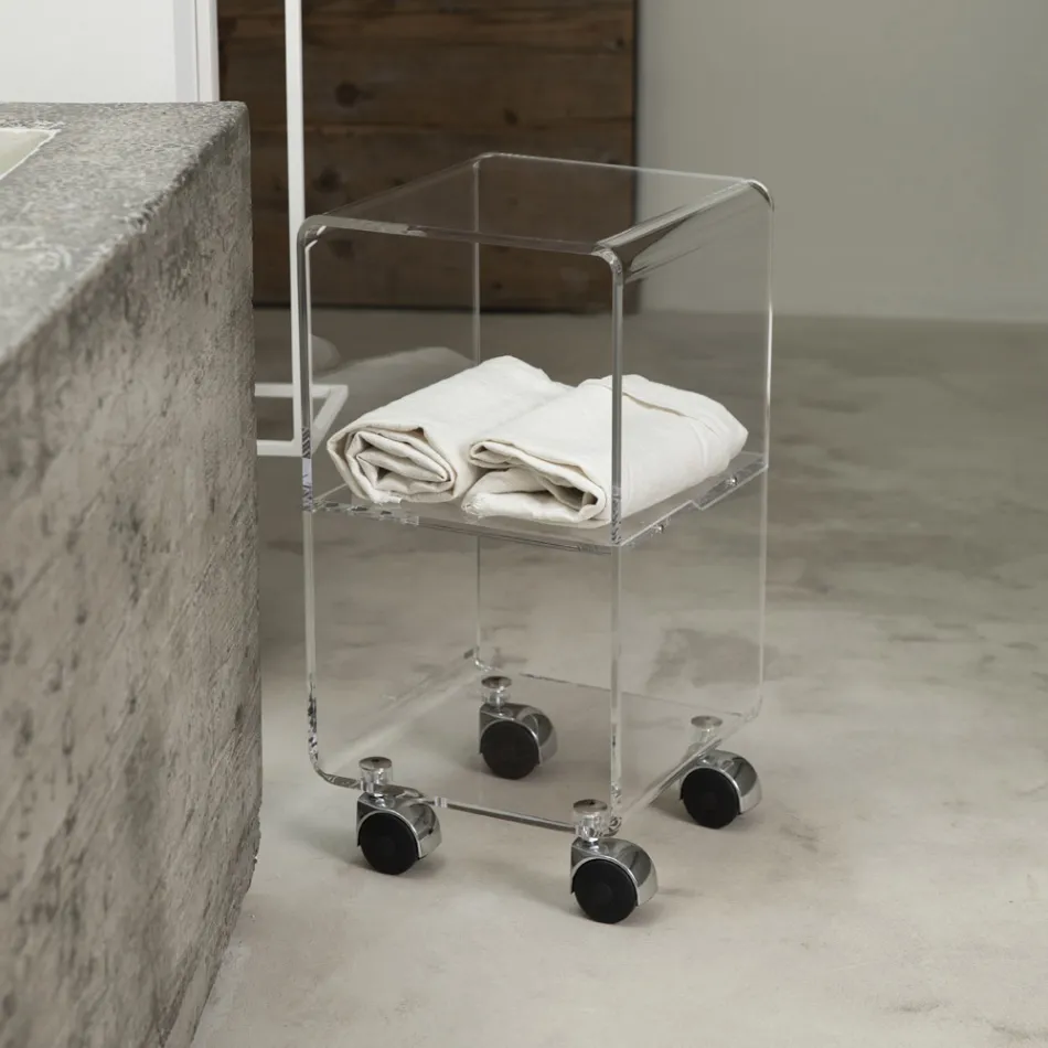 Vognsøjle i transparent akrylkrystal 1 eller 3 hylder - Minervo Viadurini